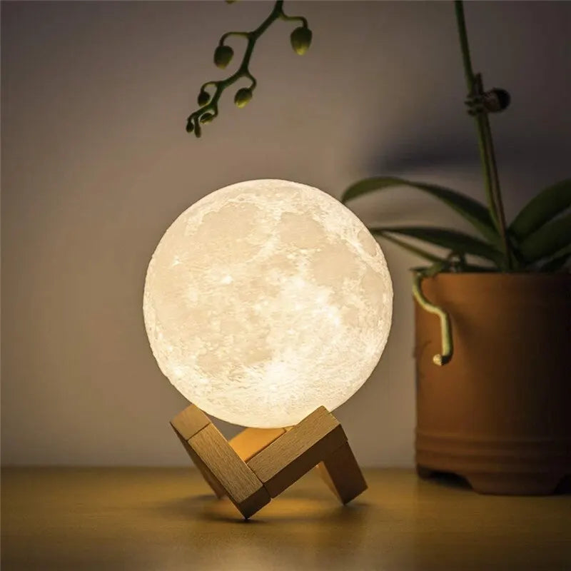 LED Night Light Rechargeable 3D Print Moon Lamp Touch Moon Lamp Children Night Lamp Table Lamp Home Bedroom Decor Birthday Gifts