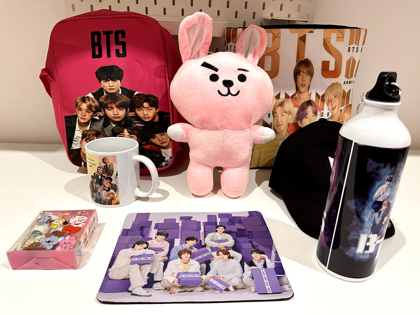 K-pop Fan Box | Curated BTS-Inspired Set with Cap, Water Bottle, Pillow, Plush & Accessories | ARMY Gift Pack