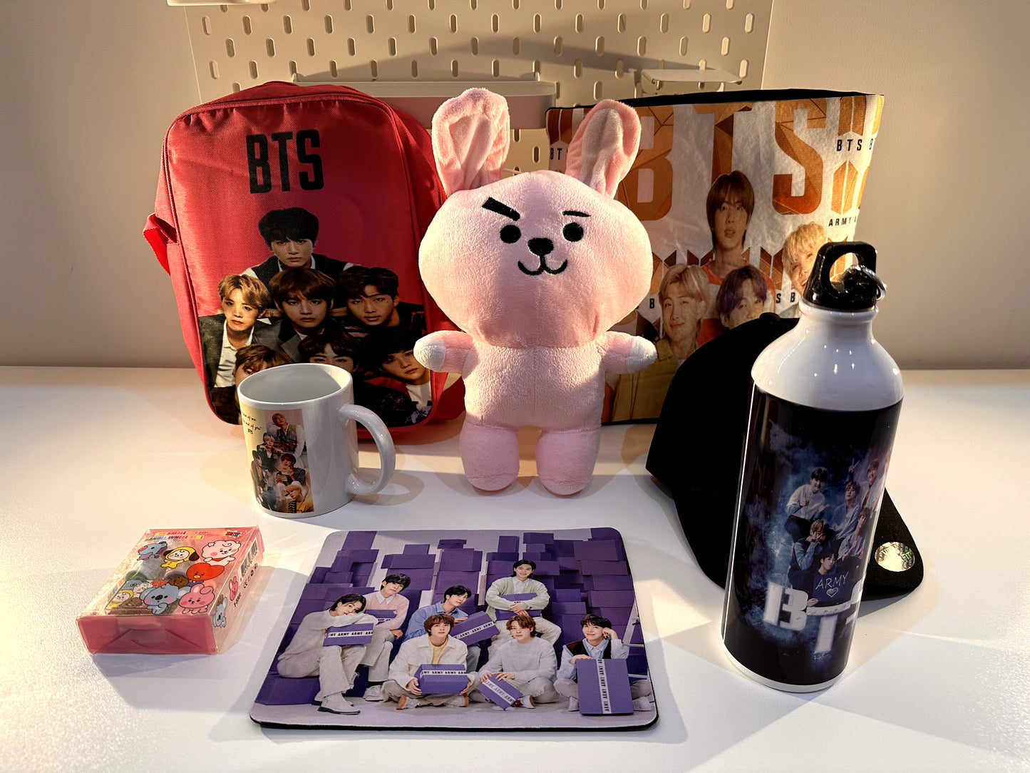 K-pop Fan Box | Curated BTS-Inspired Set with Cap, Water Bottle, Pillow, Plush & Accessories | ARMY Gift Pack