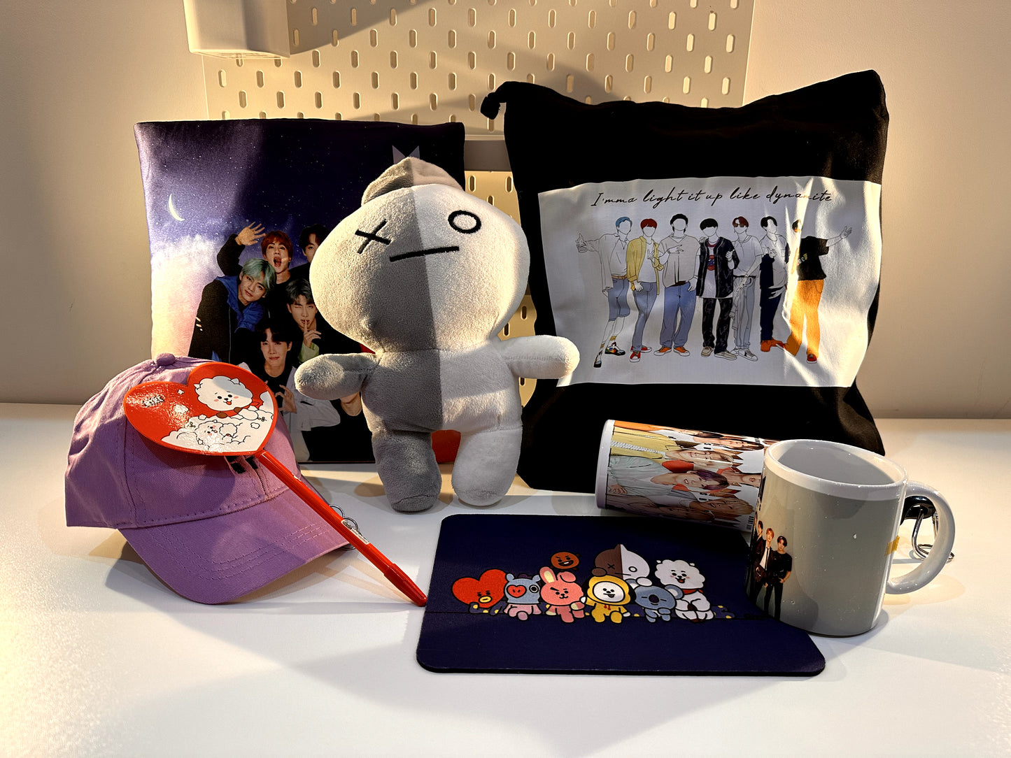 K-pop Fan Box | Curated BTS-Inspired Set with Cap, Water Bottle, Pillow, Plush & Accessories | ARMY Gift Pack