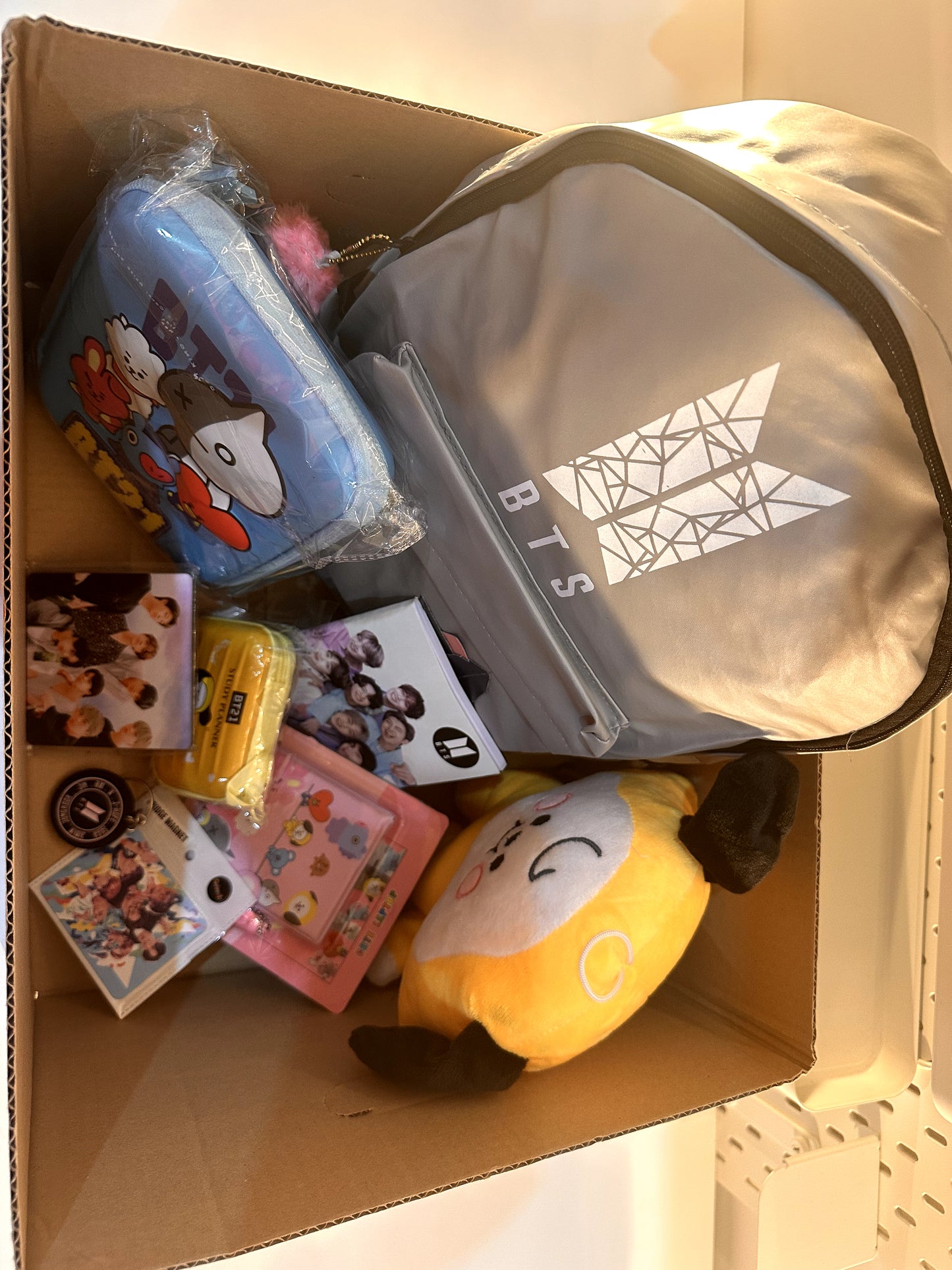 K-pop Fan Box | Curated BTS-Inspired Set with Cap, Water Bottle, Pillow, Plush & Accessories | ARMY Gift Pack