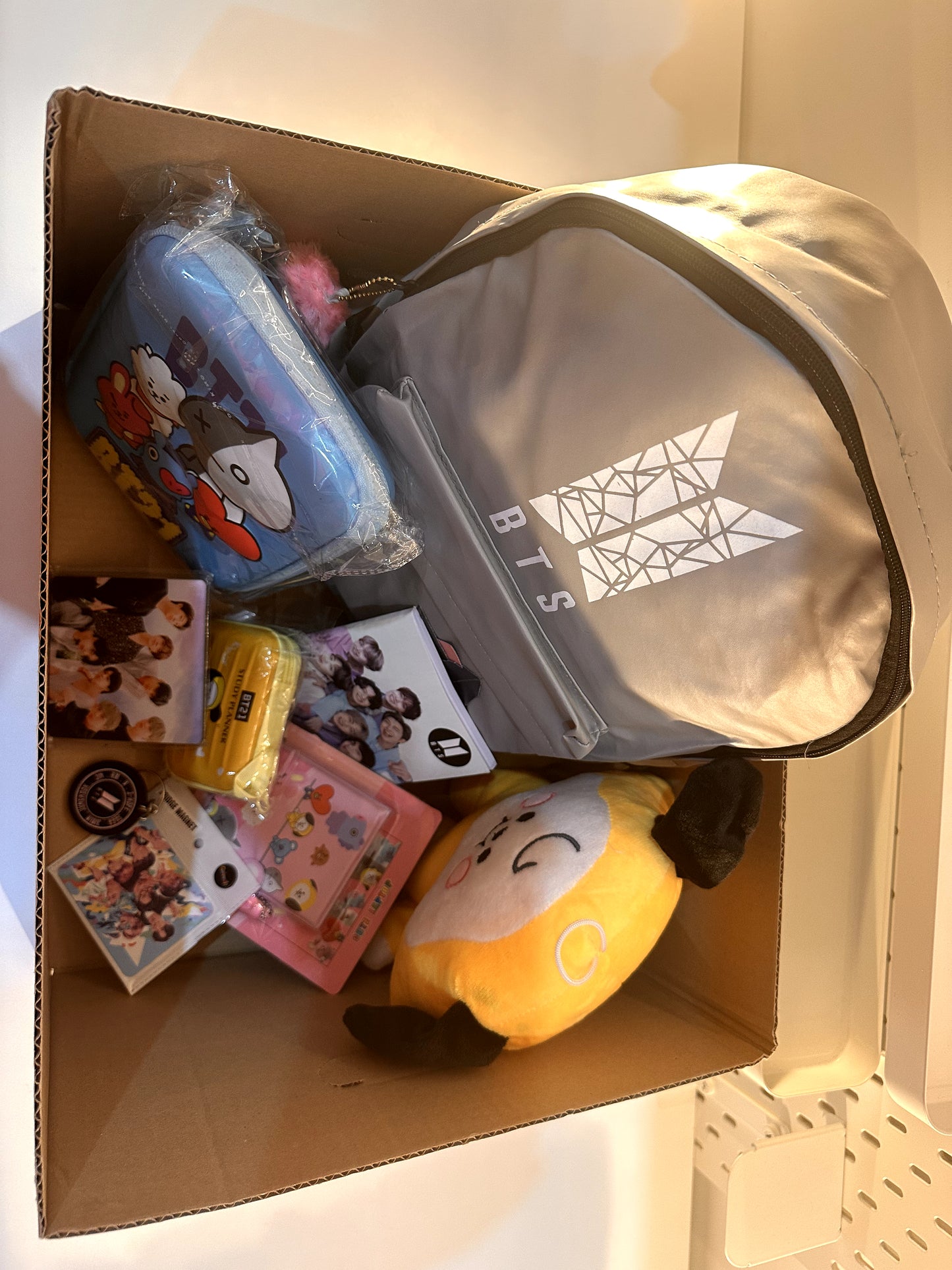 K-pop Fan Box | Curated BTS-Inspired Set with Cap, Water Bottle, Pillow, Plush & Accessories | ARMY Gift Pack